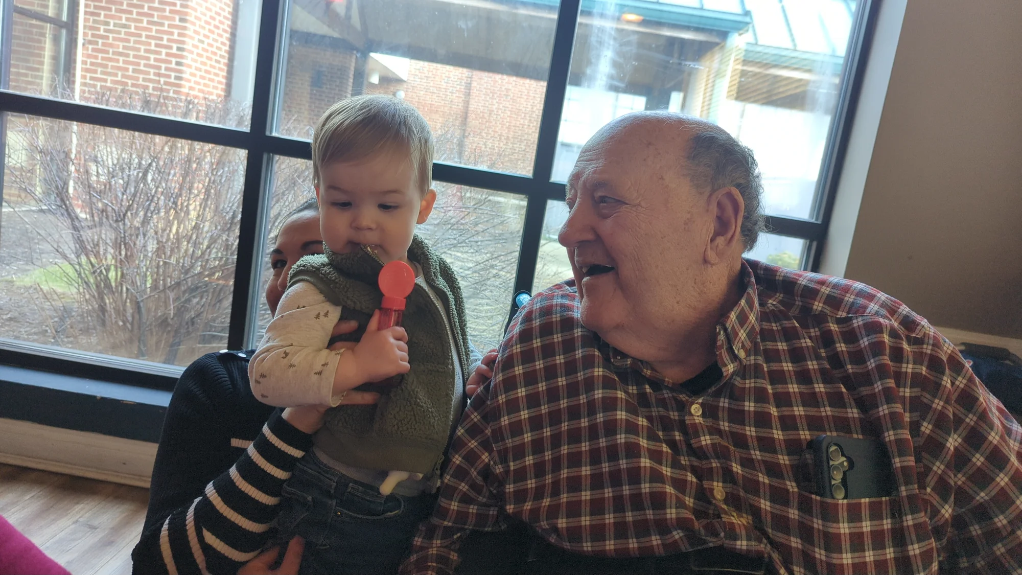 Charlie's great grandson with him on Charlie's birthday. Feb 22, 2025.